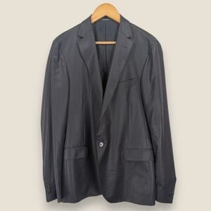 Z Zegna Blazer Suit Jacket Men 42L (52 EUR) Black Sheen Wool 2 Button Luxury